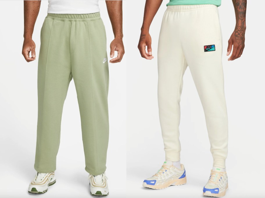 mens green and white sweatpants