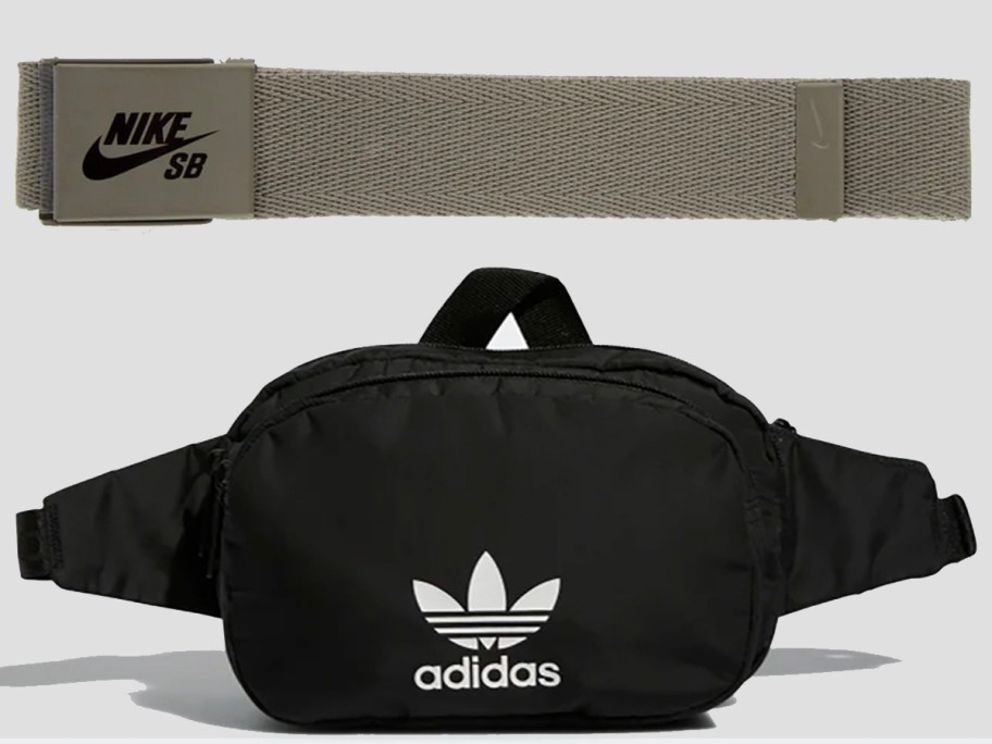 nike gray belt and adidas black beltbag