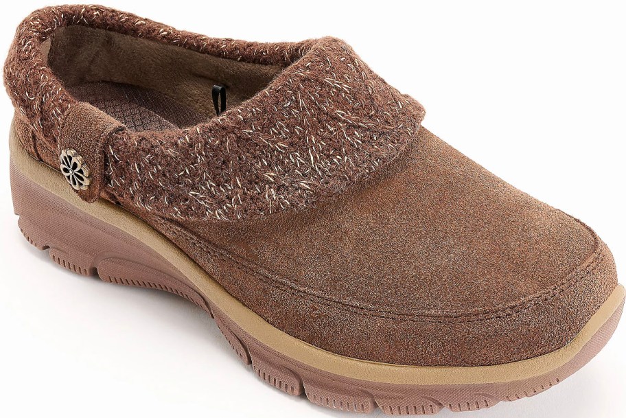 womens brown suede clog stock image