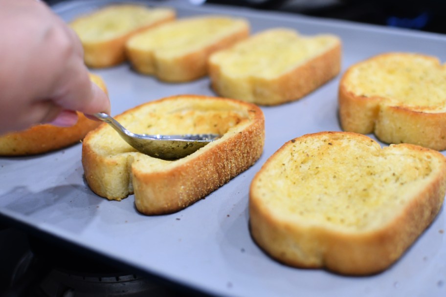 smashing down the insides of texas toast