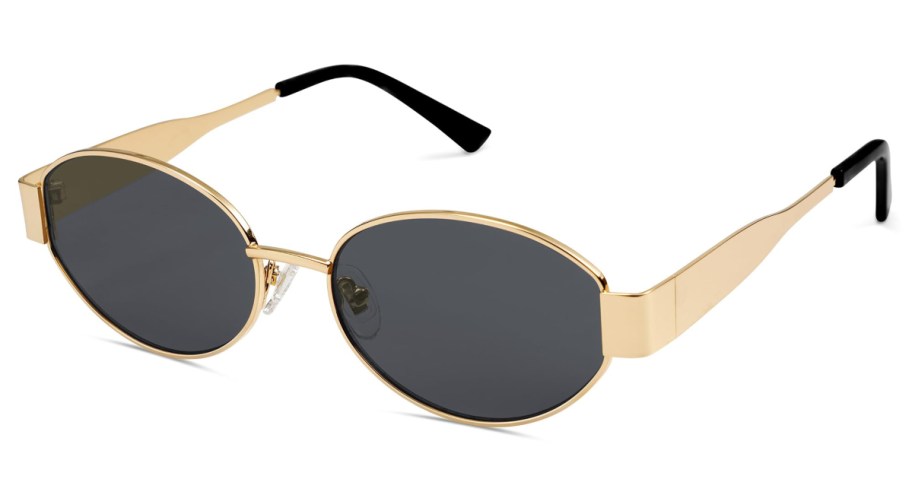 gold sunglasses on a white background