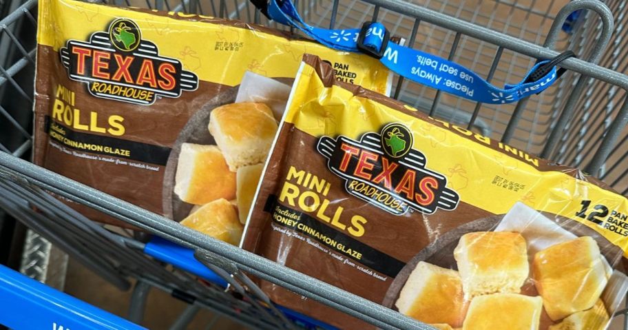 Texas Roadhouse Mini Rolls in cart in store