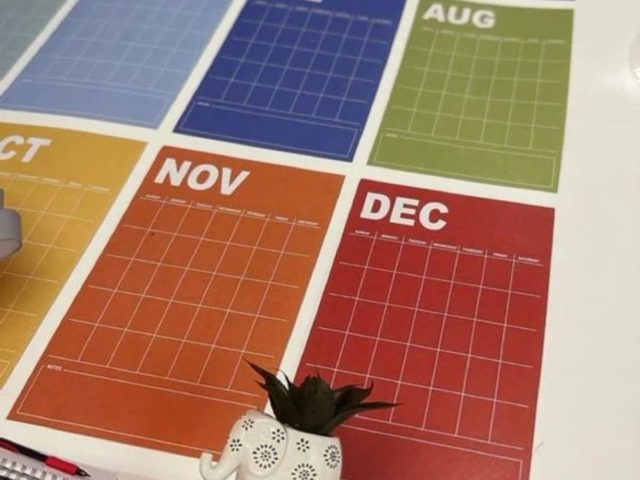 monthly calendar on wall
