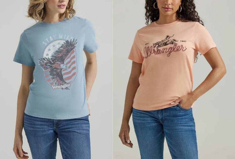 wrangler-womens-tops خصم يصل إلى 50% على موديلات تخفيضات رانجلر + خصم إضافي 20% | الجينز يبدأ من 6 دولارات، والقمصان يبدأ من 7.98 دولارات + المزيد