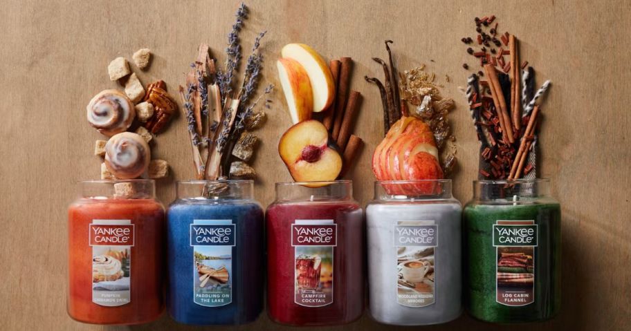 five fall scented Yankee Candles