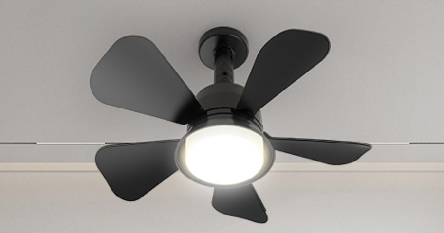 a black Socket Ceiling Fan in a ceiling