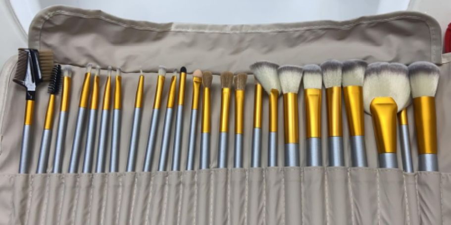 HUGE Highly-Rated 24-Piece Makeup Brush Set w/ Carrying Case Only $6 on Amazon