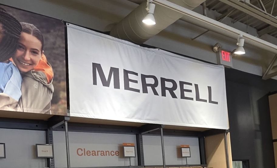 merrell brand signage in a store