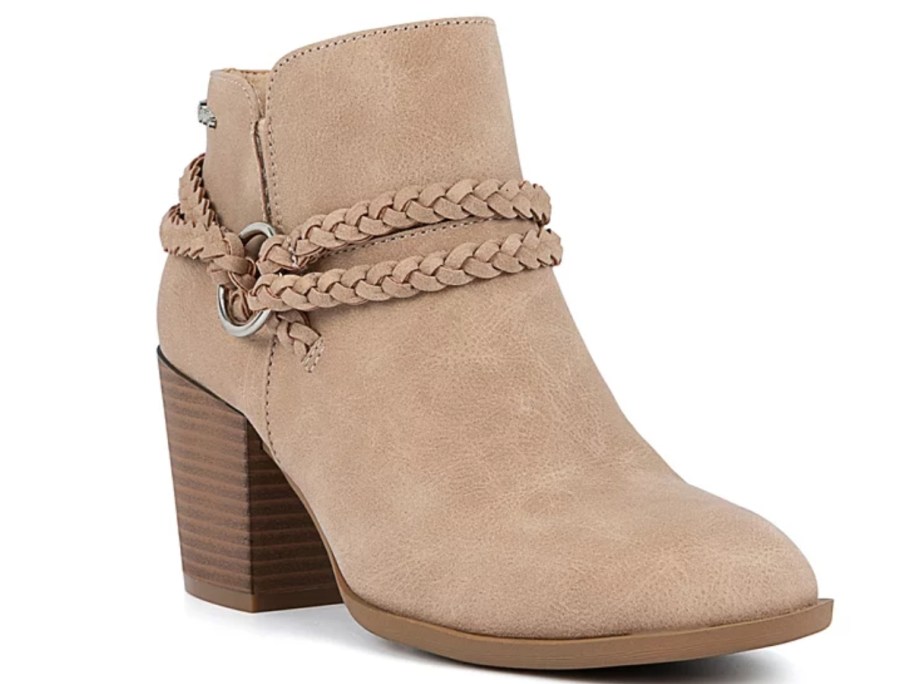 women's heeled boots in a brown suede look with rope detailing