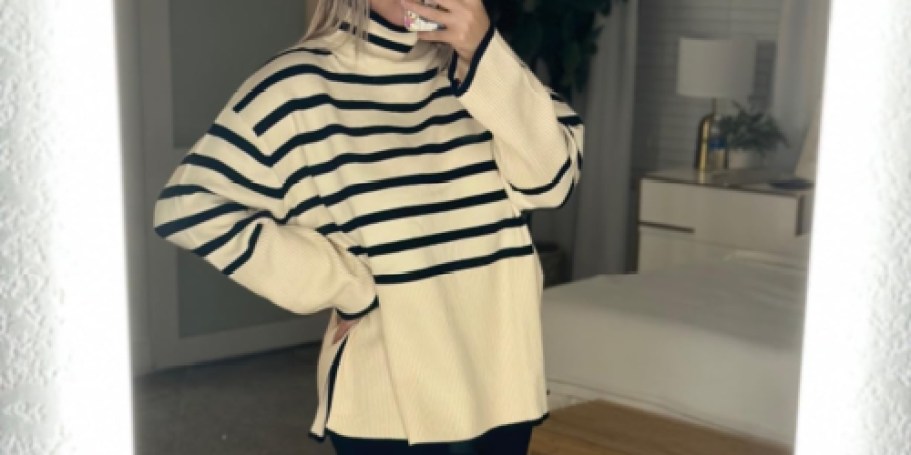 Cozy Oversized Turtleneck Sweater Only $13.85 on Amazon (Reg. $33)