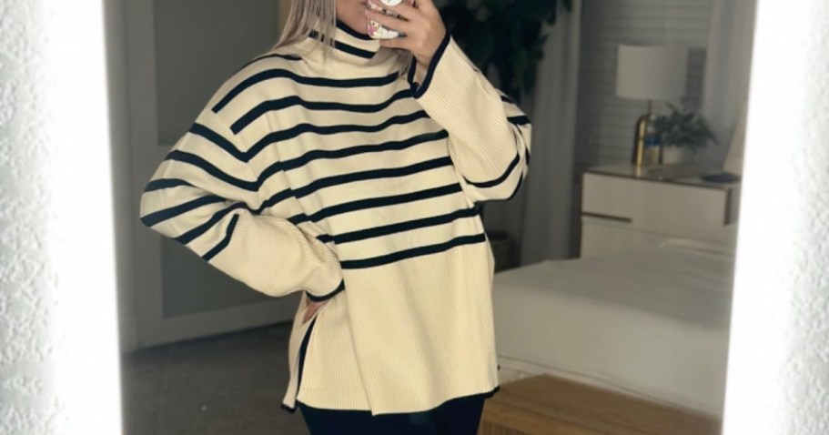 Cozy Oversized Turtleneck Sweater Only $13.85 on Amazon (Reg. $33)