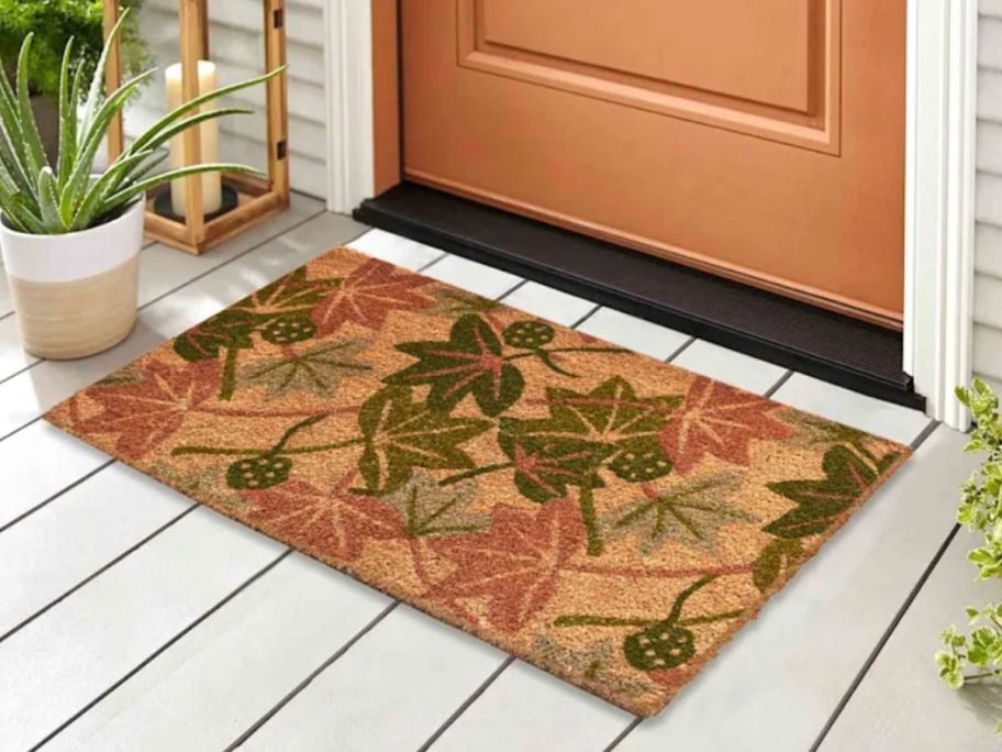 All Over Japanese Maple Leaves Coir Mat 18 x 30 at doorstep