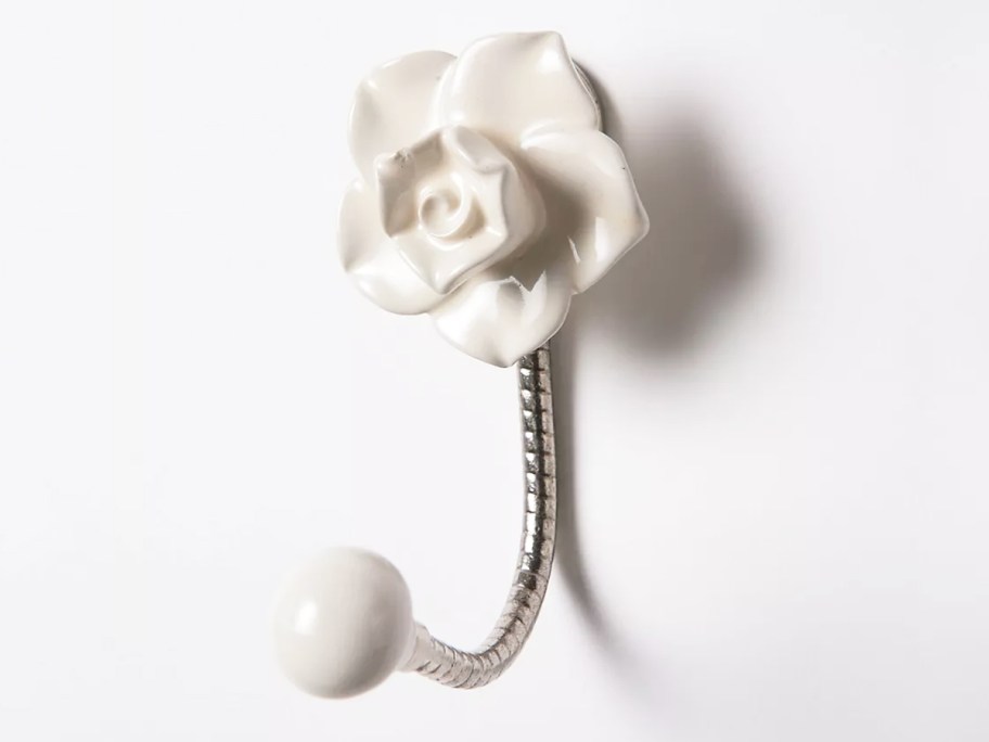 white flower wall hook