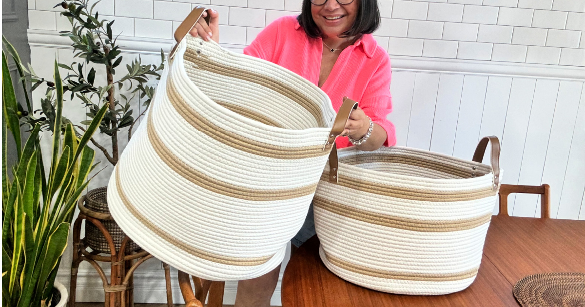 TWO Rope Storage Baskets w/ Handles Just $31 Shipped | 3 Color Options!