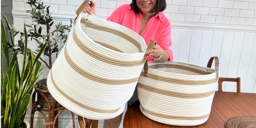 TWO Rope Storage Baskets w/ Handles Just $31 Shipped | 3 Color Options!