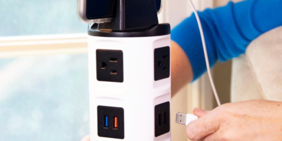 Spinning Charging Station from $14.99 Shipped (Reg. $50) – Multiple Outlets, USB Ports & Phone Holder