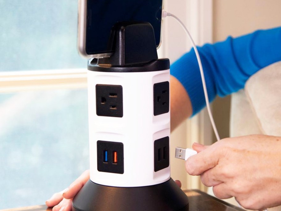 Spinning Charging Station from $14.99 Shipped (Reg. $50) – Multiple Outlets, USB Ports & Phone Holder