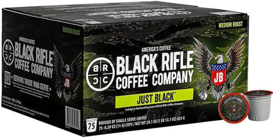 One box of Black Rifle Coffee Company Just Black K-Cups