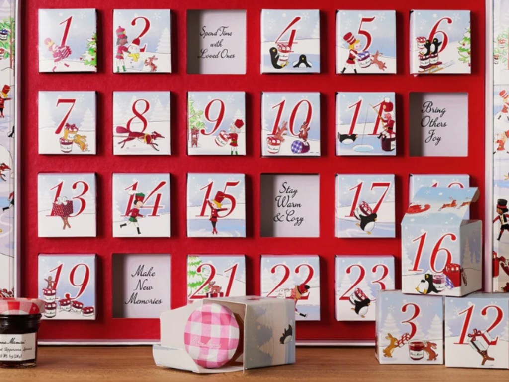 Bonne Maman Calendar with small boxes filled with jelly jars
