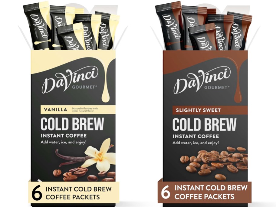 two boxes of DaVinci Gourmet Instant Cold Brew Stick 6-Packs