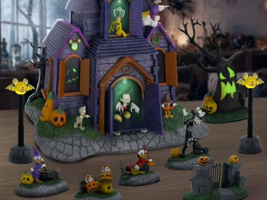 Disney Pre-Lit Animated Halloween 9-Piece Village