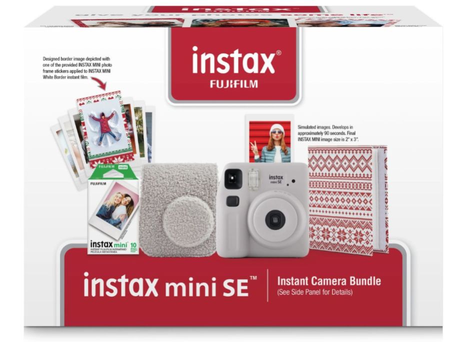 Fujifilm Instax Mini Instant Camera Nordic Holiday Bundle box stock image