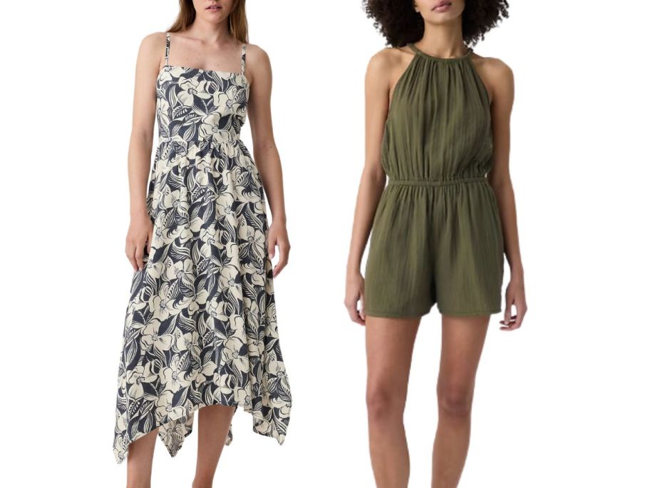 2 women wearing a GAP Dress and Romper