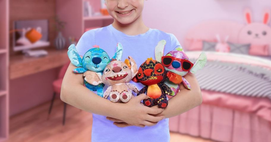 Girl holding Stitch Plush