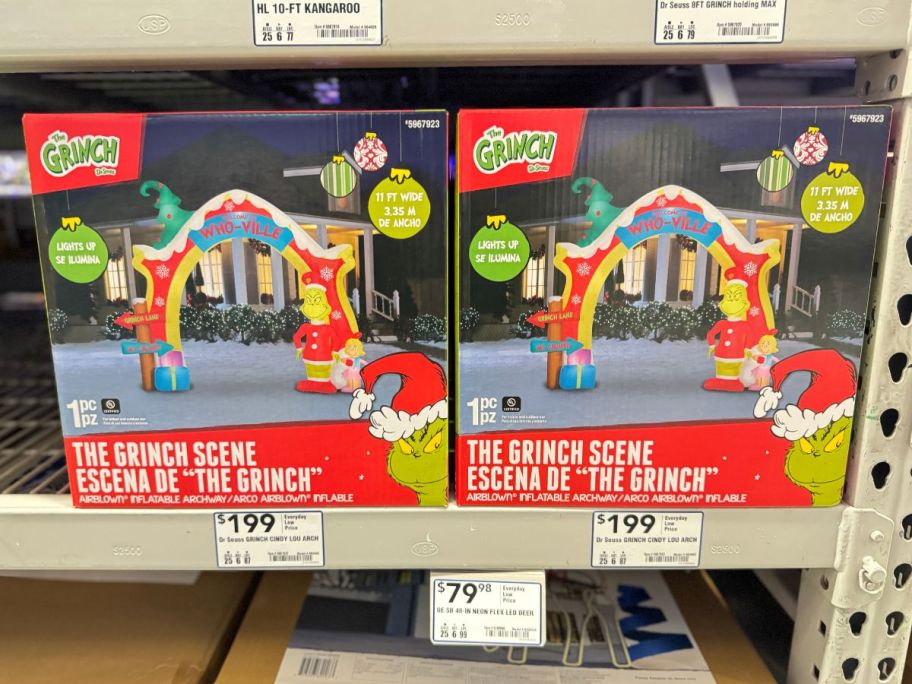 Grinch 9.5' LED Who-Ville Arch Christmas Inflatables in store in box