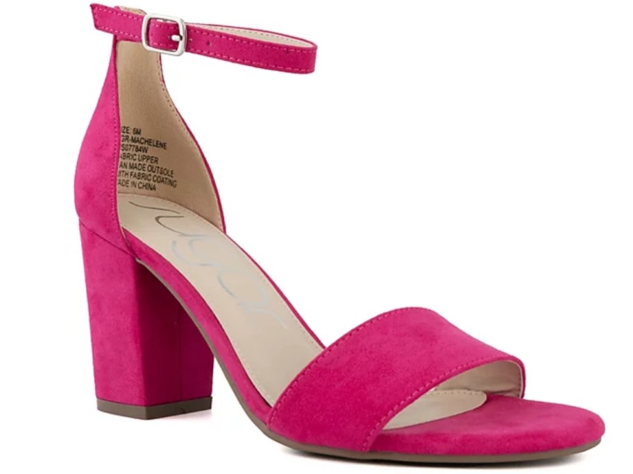 women's hot pink high heel dress sandal with ankle strap