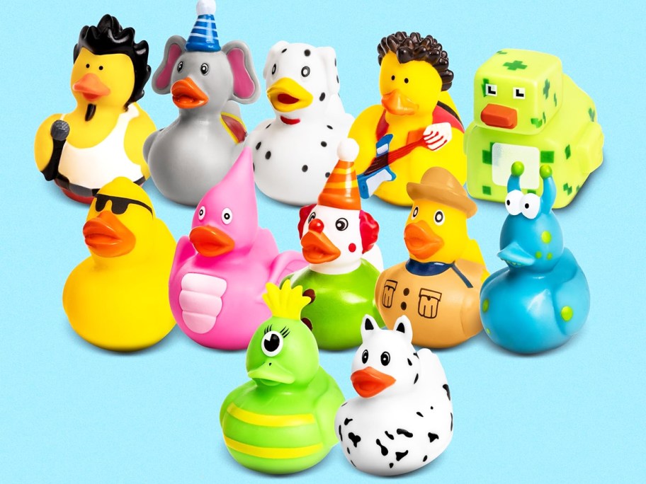 12 rubber ducks in different designs