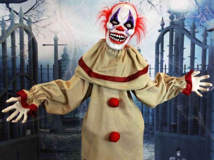 Haunted Hill Farm 5' Touch Activated Animatronic Frans the Clown 