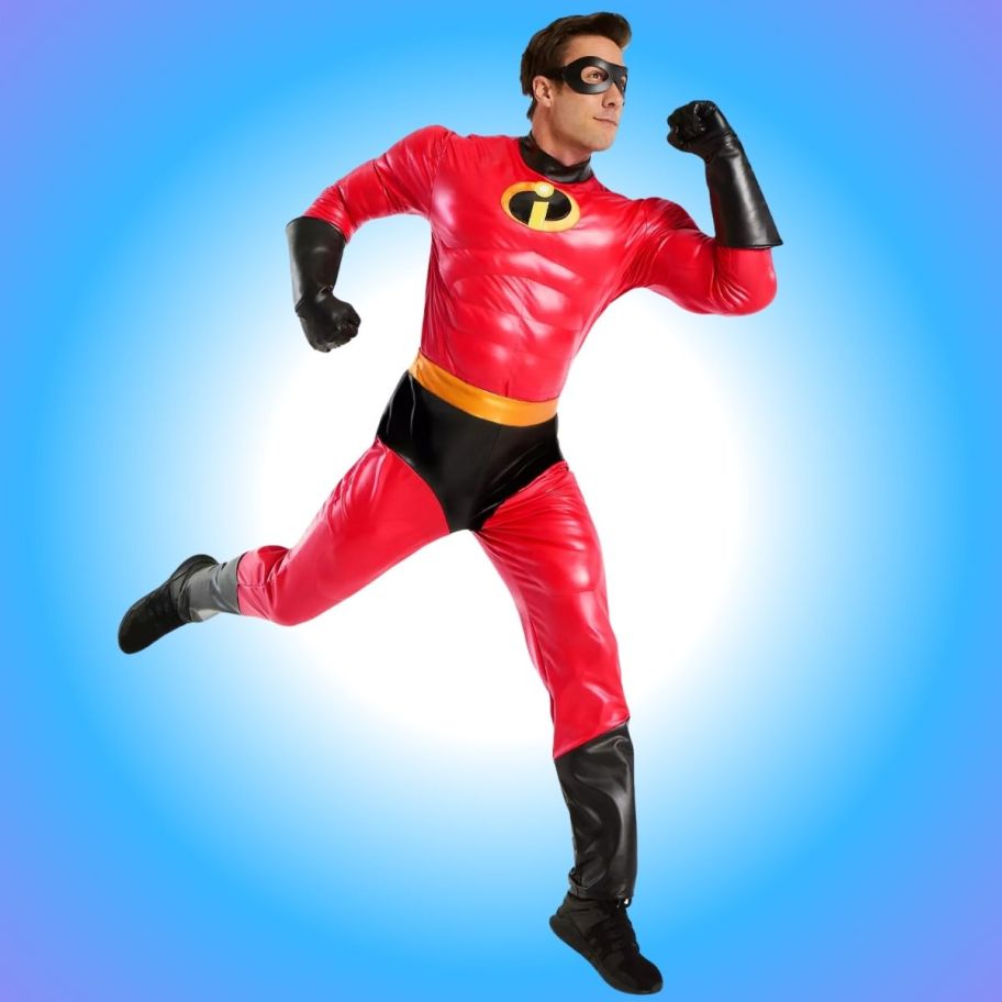 a man in a Mr. Incredible costume
