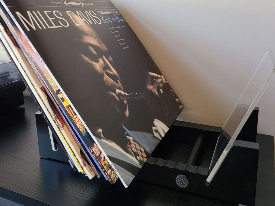 KAIU Vinyl Record Storage rack with records on it