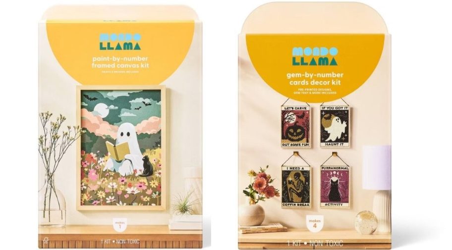 Mondo llama halloween paint by color and gem by number kits