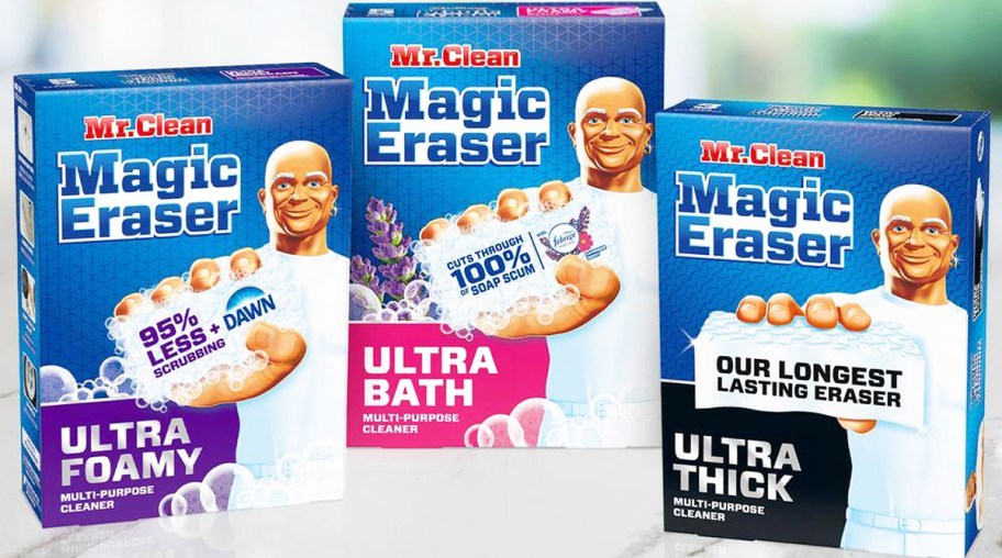 three boxes of Mr. Clean Magic Erasers