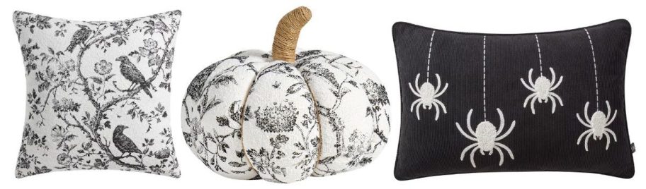My Texas House Halloween Raven Toile Decorative, pumpkin, and hanging spiders Pillows