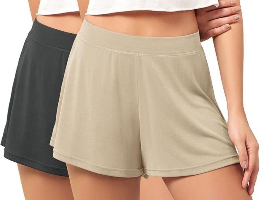 women wearing ODODOS Modal Soft Lounge Shorts