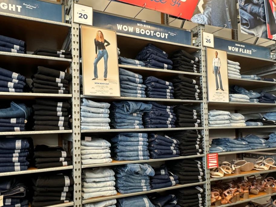 An Wall of Women's Wow Jeans at Old Navy