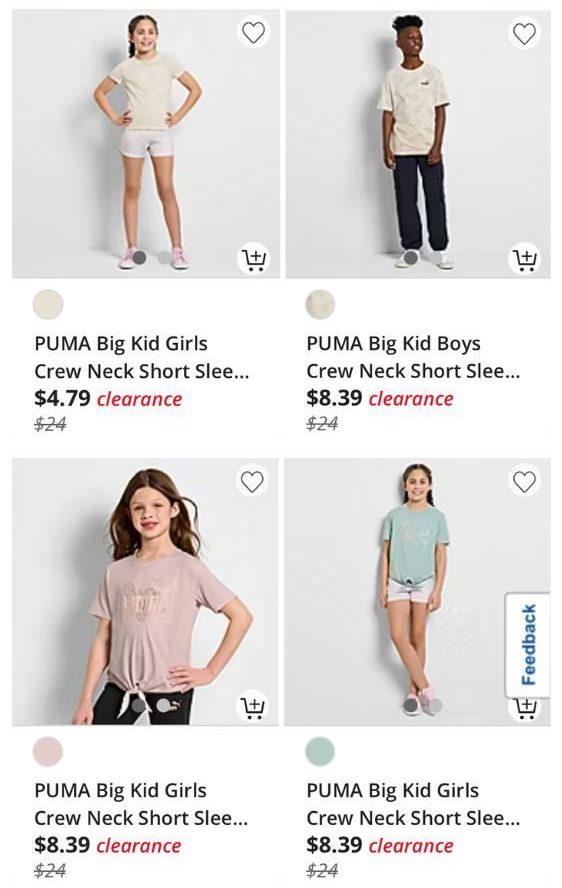 PUMA kids clothing clearance