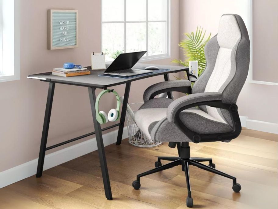 Room Essentials Swivel Gaming Chair at desk