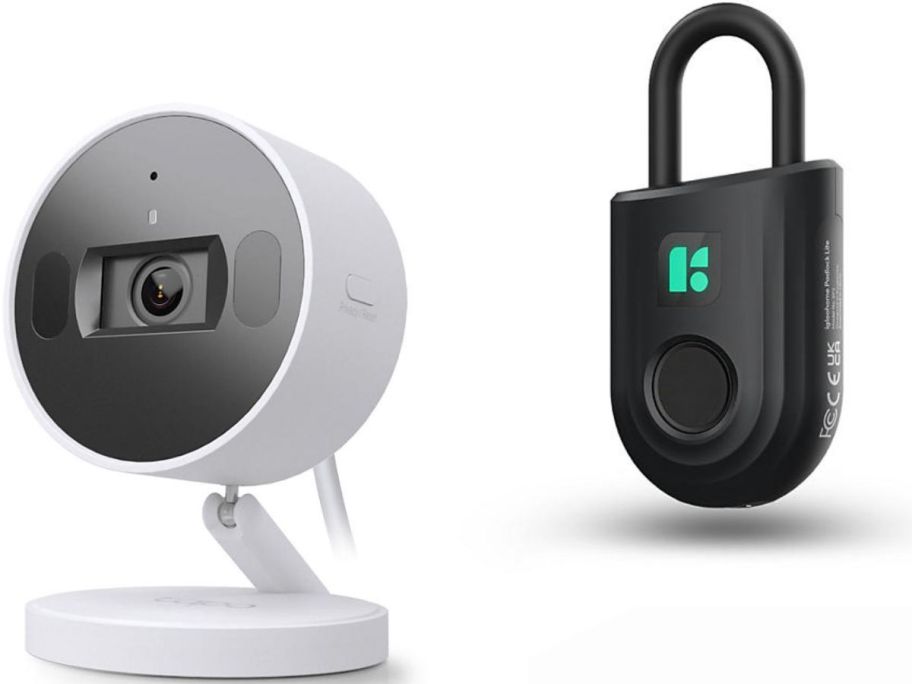 Stock image of TP-Link Tapo Indoor 2K Wi-Fi Security Plug-in Camera and Igloohome Smart Lock
