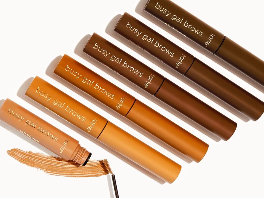 tubes of Tarte Double Duty Beauty Busy Gal Brows Tinted Brow Gel