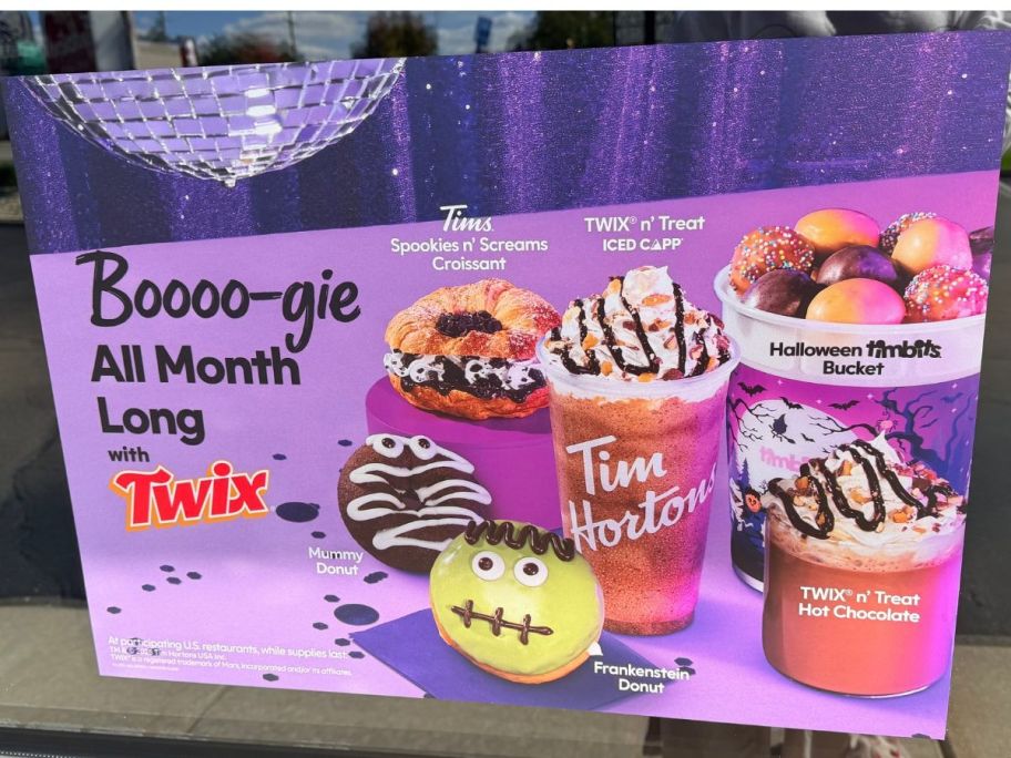 Sign with Tim Hortons Halloween Menu