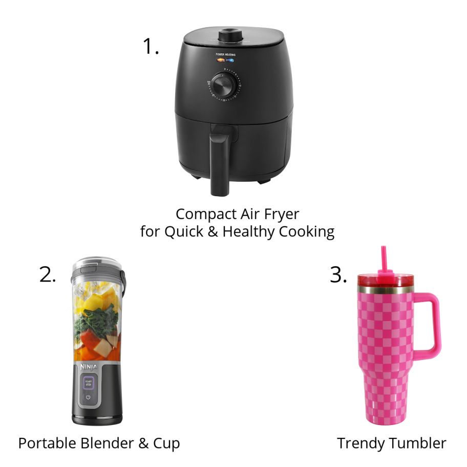 Trending Walmart College Items for dorm rooms and small apartments including a portable blender and air fryer