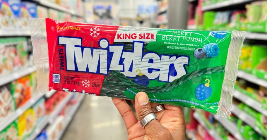 Twizzlers Twists Merry Berry Punch King Size Bag in hand in store