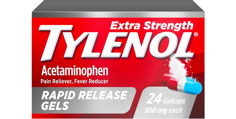 red box of Tylenol Extra Strength Rapid Release Gels