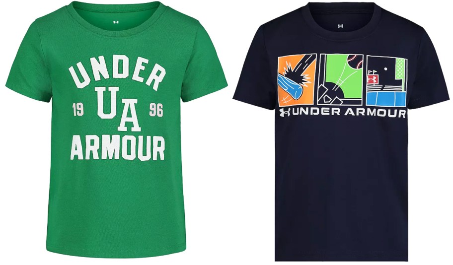 green and black under armour tees
