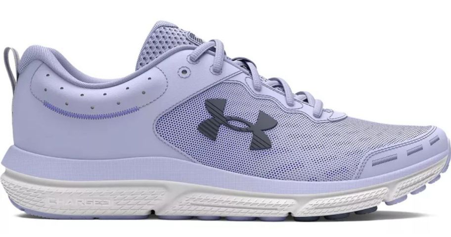 A purple Under Armour Charged Assert 10 Women's Running Shoe