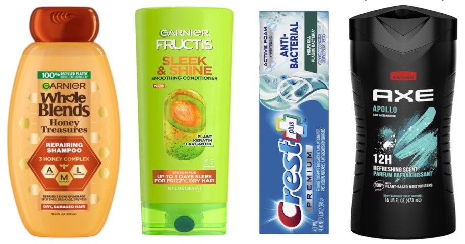 shampoo, toothpaste and body wash